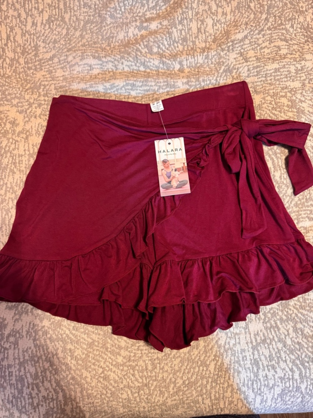 HALARA Plum Ruffle Wrap Skort